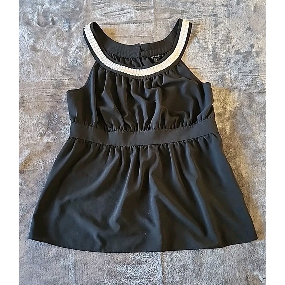 The Limited Black Sheer Blouse With‎ Pleated Neckline Size Medium